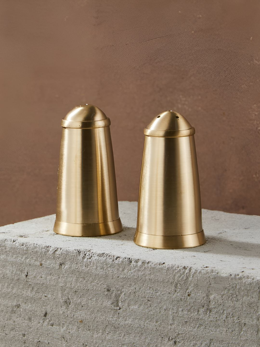 Fabindia Gold-Toned Brass Salt and Pepper Shakers