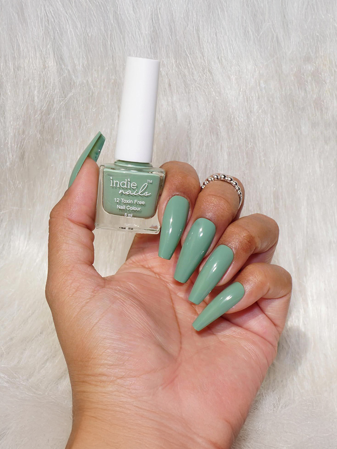 Indie Nails Women Sea Green Glossy Finish Nail Polish 5ml