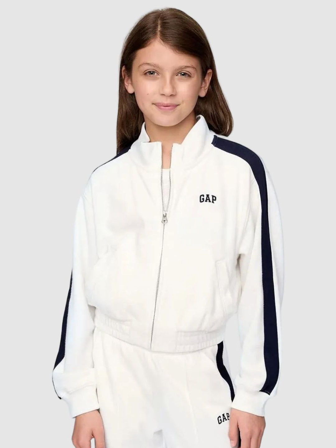 GAP Girls Colorblock Striped High Neck Sweatshirt