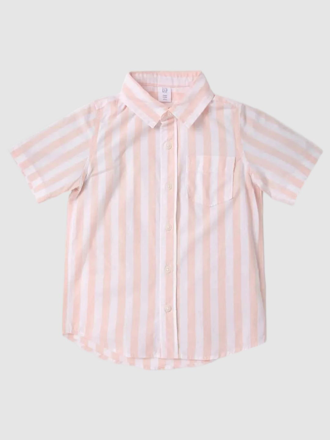 GAP Boys Peach Striped Spread Collar Short Sleeves Causal Cotton Shirt