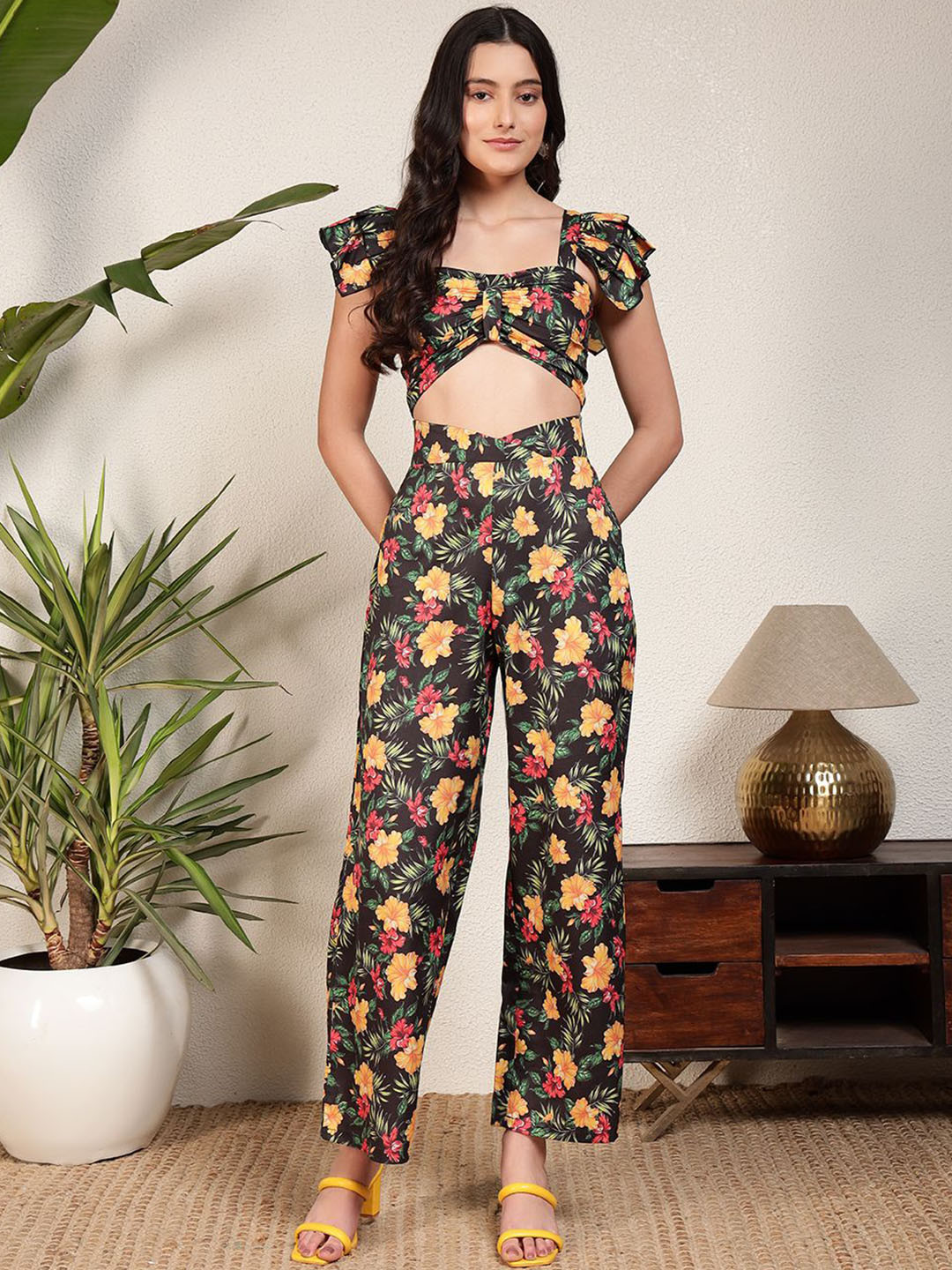 Modsik Floral-Printed Cropped-Top With Palazzo