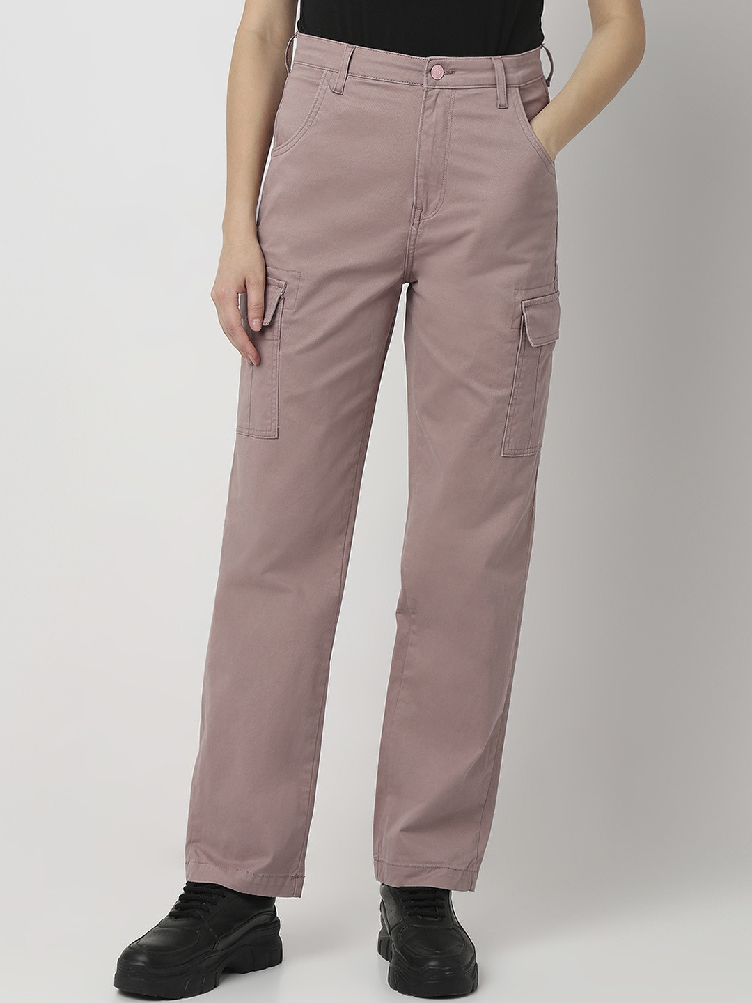 SPYKAR Women Pink Straight Fit High-Rise Light Fade Stretchable Jeans