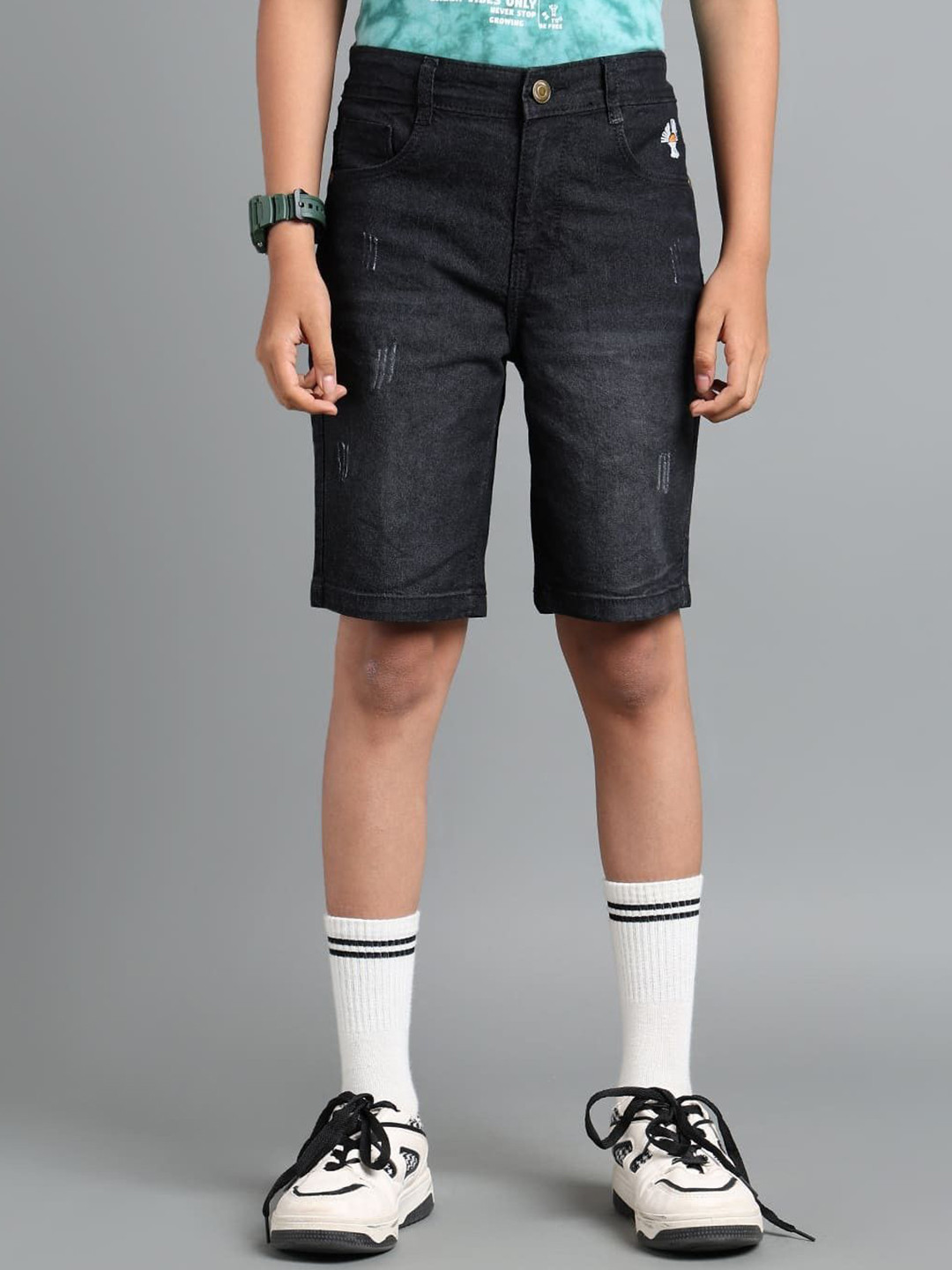 UNDER FOURTEEN ONLY Boys Distressed Cotton Denim Shorts