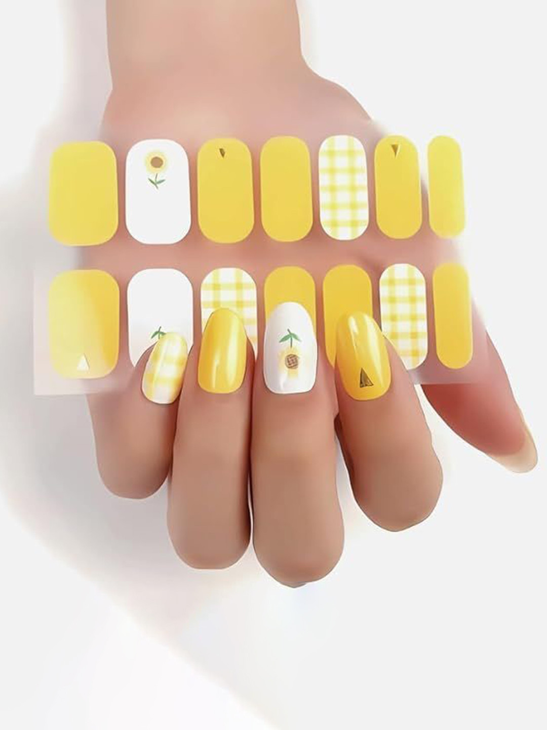 Hawtever Set Of 14 Long Lasting Quick Dry Nail Wraps - Sunflower Sass
