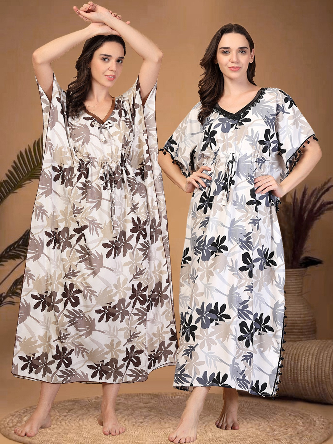 KLOTTHE Pack Of 2 Printed Kaftan Nightdress