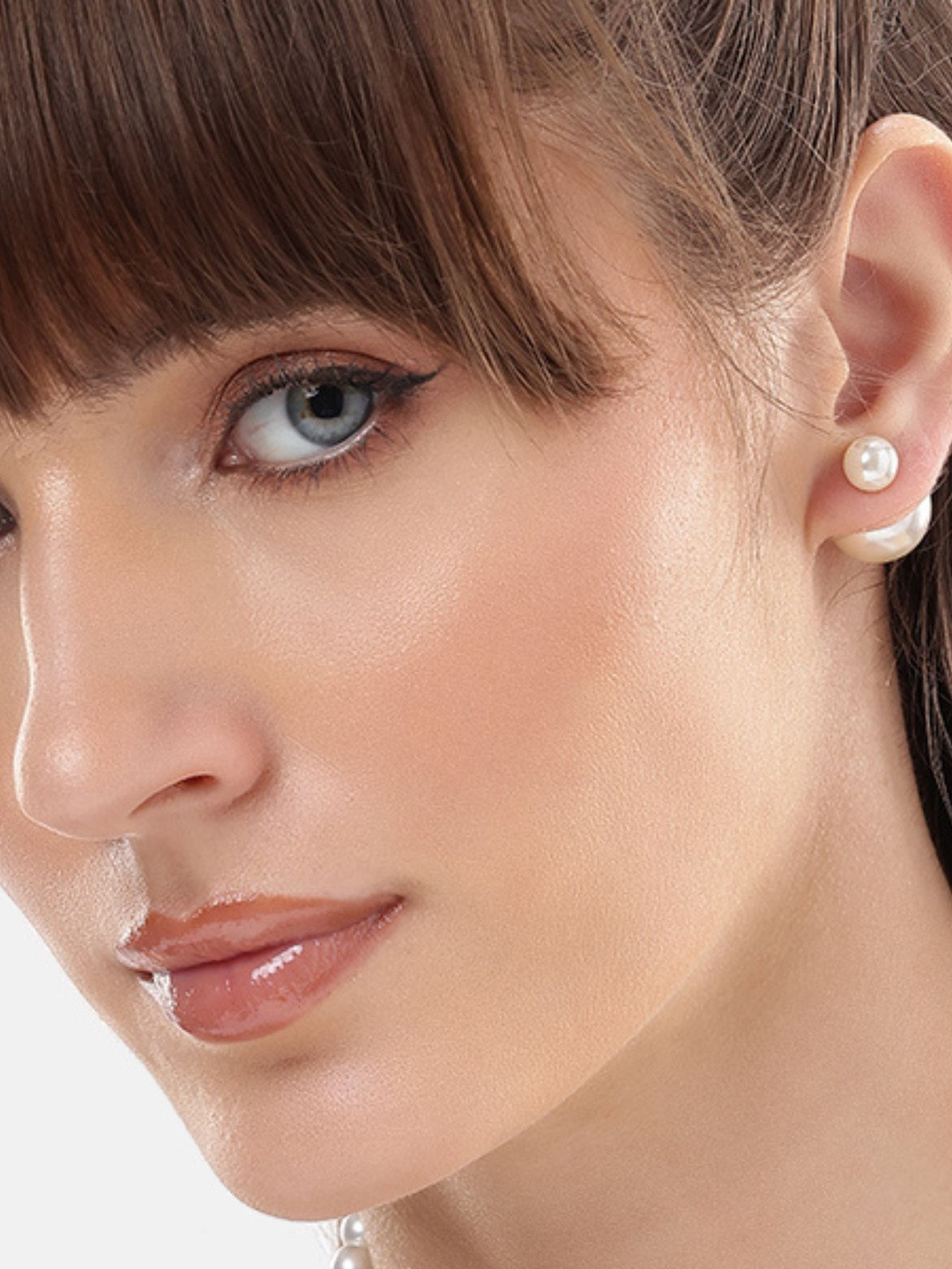 DressBerry Rhodium-Plated Pearls Synthetic Studs