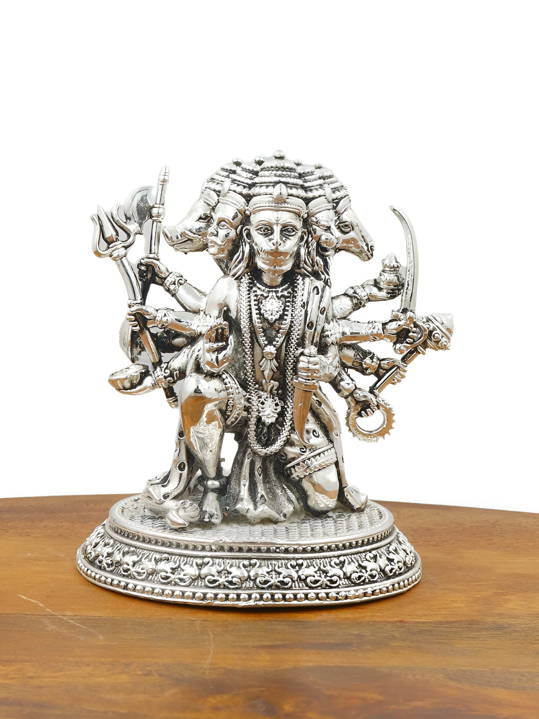 INTERNATIONAL GIFT Silver-Toned Panchmukhi Hanuman Religious Idol Showpiece