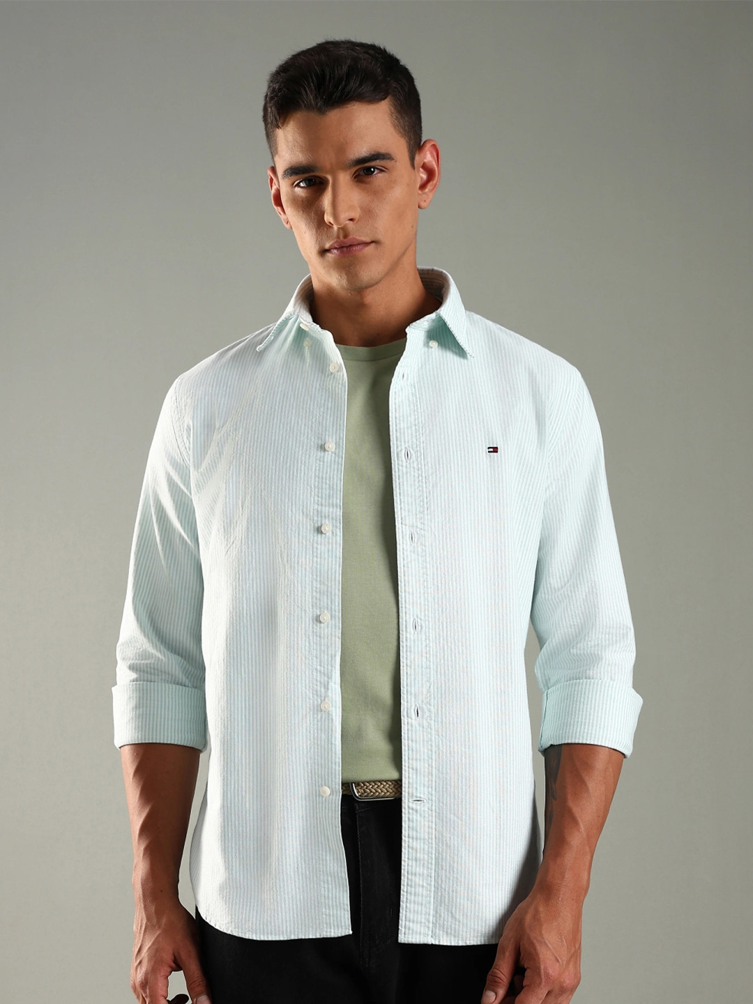 Tommy Hilfiger Regular Fit Striped Oxford Woven Casual Shirt