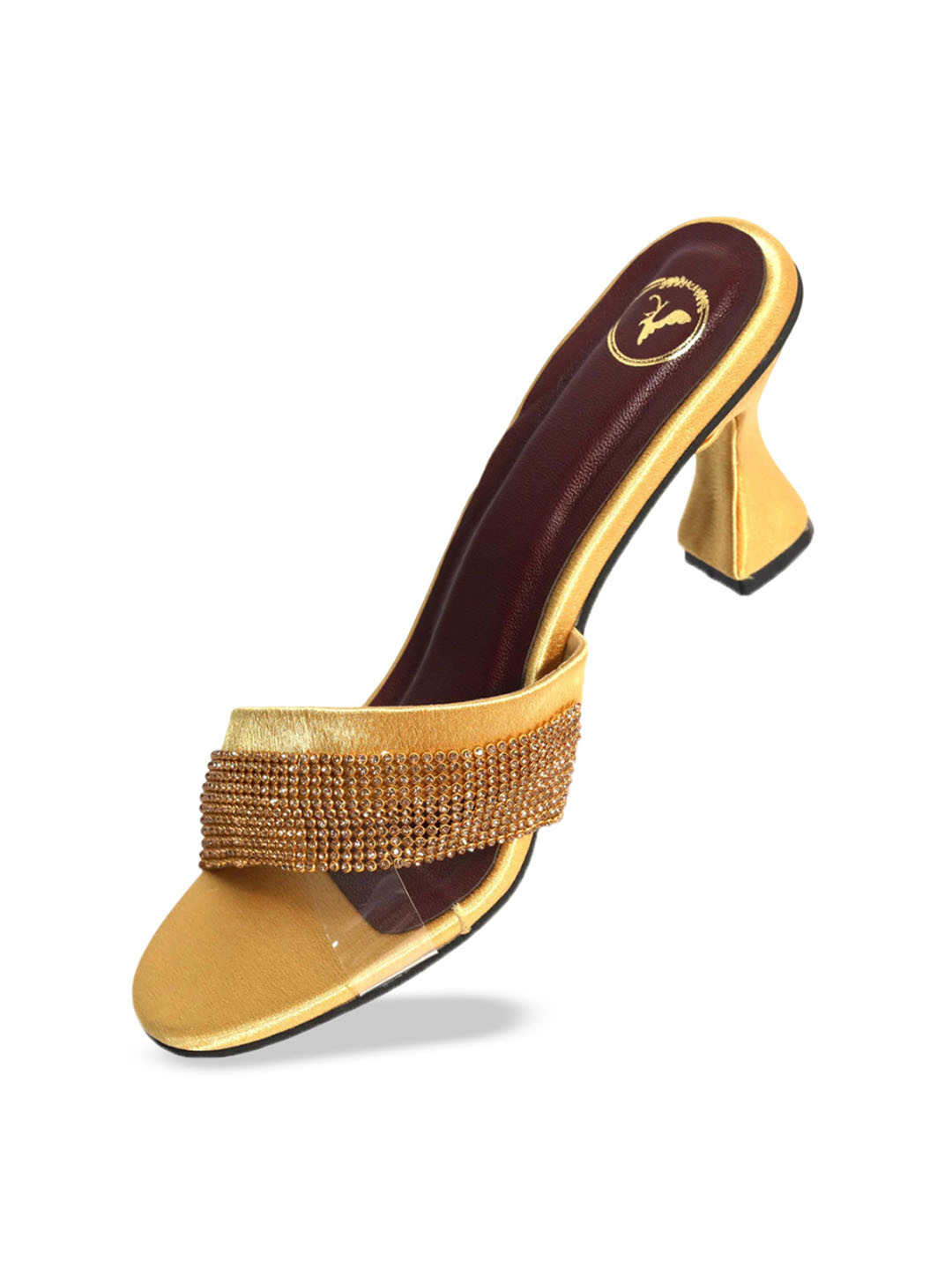 Sana K Luxurious Footwear Embellished Kitten Heel Sandals