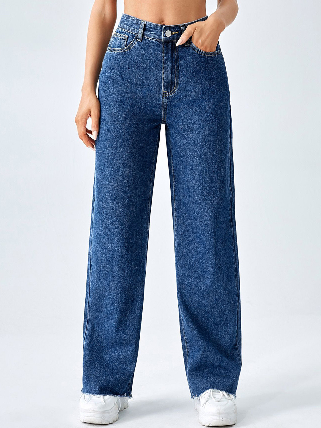 NU CLOTHS Women Jean High-Rise Wide Leg Stretchable Jeans