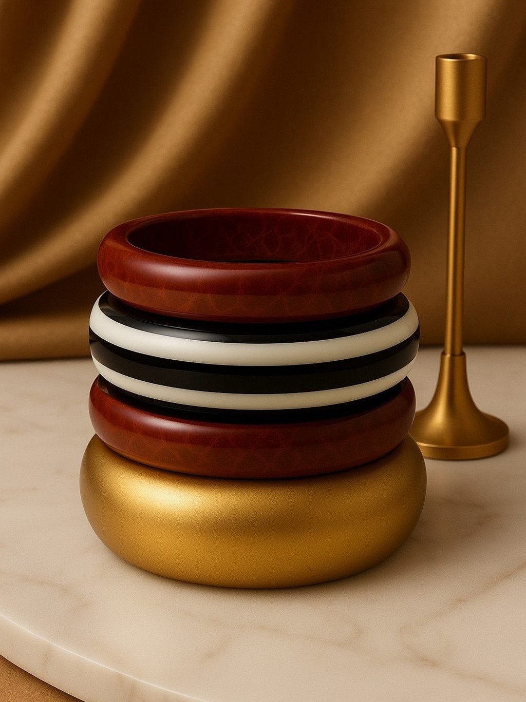 ATIBELLE Set Of 4 Matt-Glossy Resin Bangles
