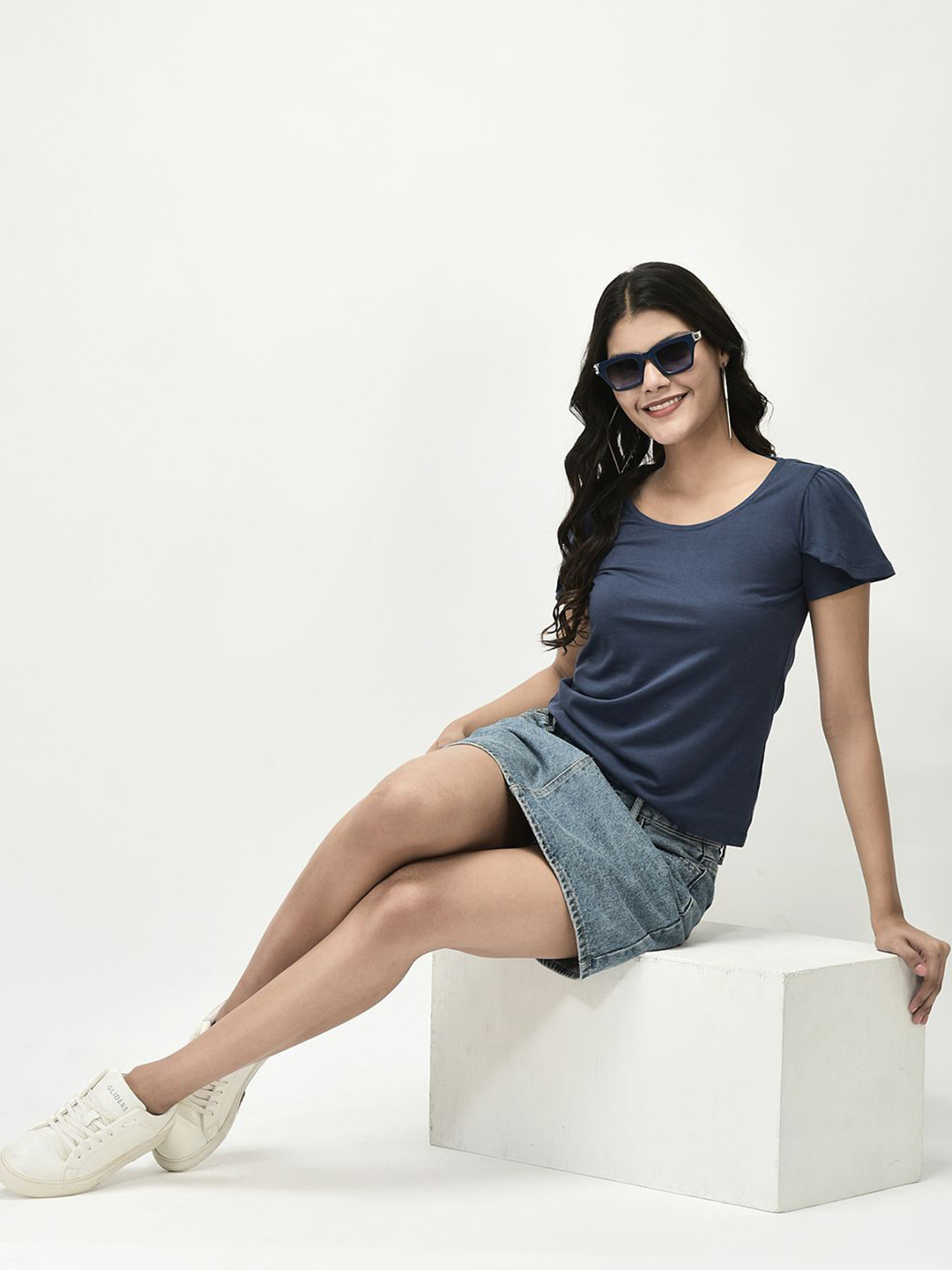 R.Code by The Roadster Life Co. Women Round Neck Puff Sleeve T-shirt