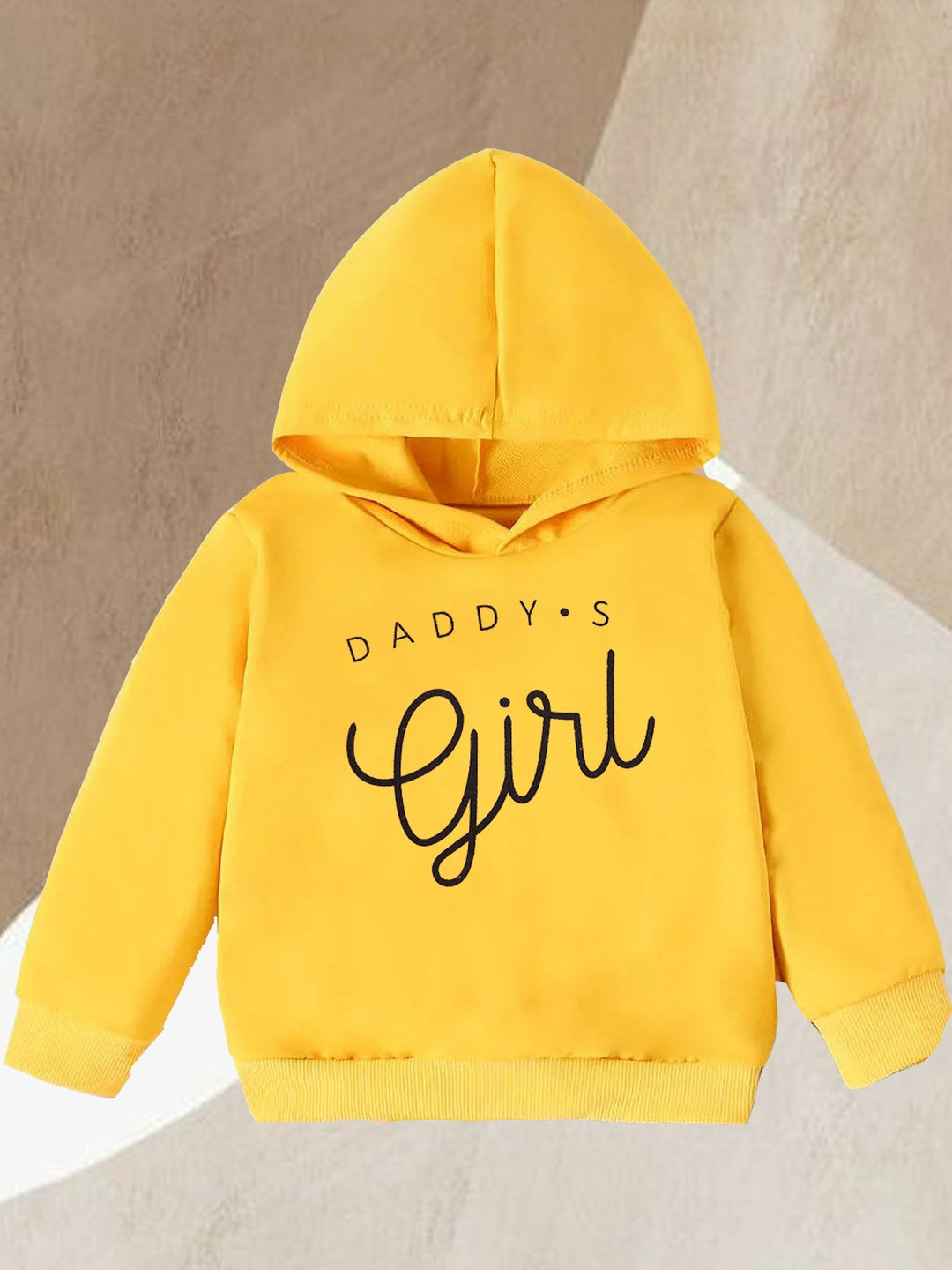ARYA Kids Yellow Solid Printed Hooded Sweatshirt