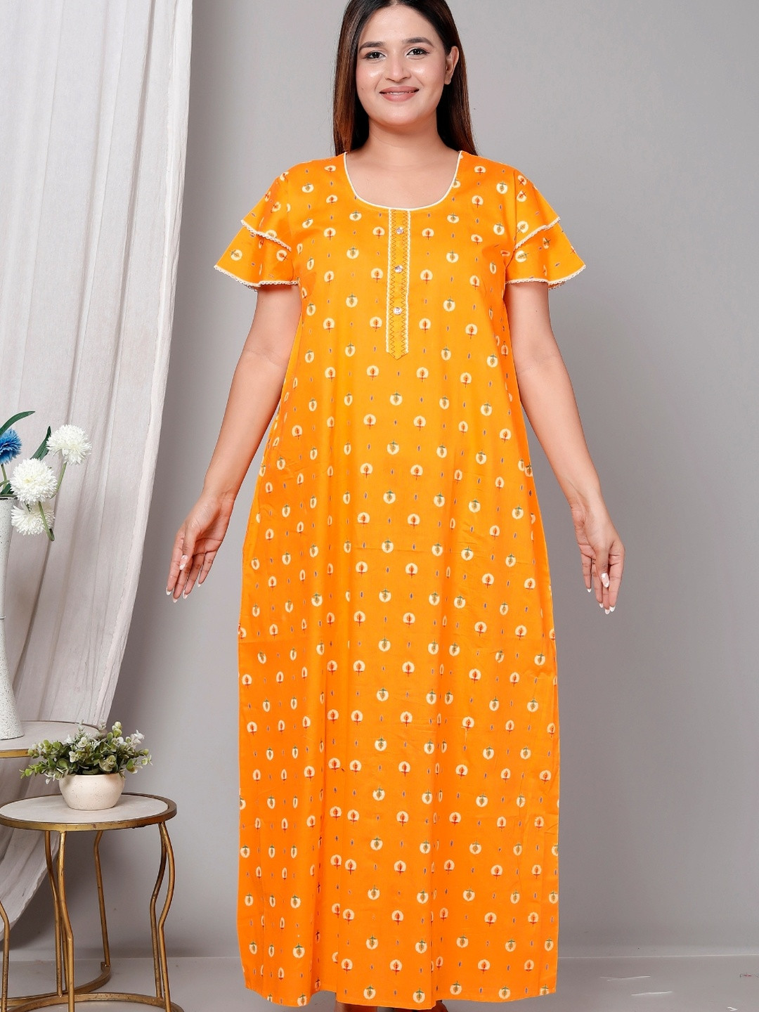 HARGUN NIGHT WEAR Women Pure Cotton Printed Nightdress