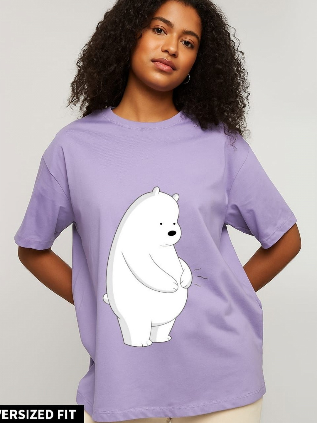 THREADWOLF Men We Bare Bears Graphic Printed Round Neck Cotton Oversized T-shirt