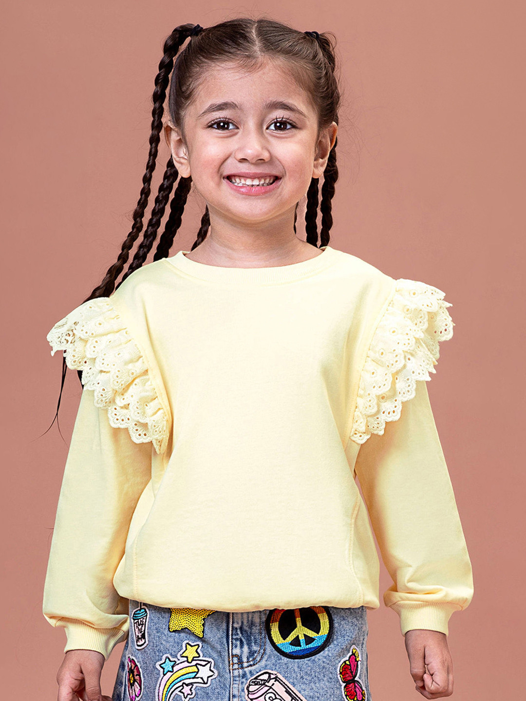 Hopscotch Girl's Pure Cotton Terry Sweatshirt