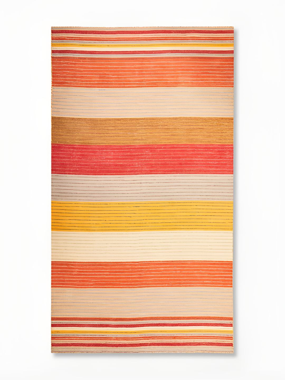 Fabindia Trinav Red & Cream-Colored Striped Dhurrie
