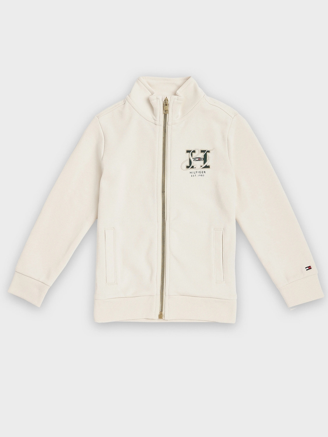 Tommy Hilfiger Boys Brand Logo Embroidered  Stand Collar Cotton Sporty Jacket