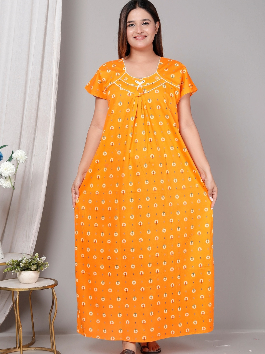 HARGUN NIGHT WEAR Women Pure Cotton Printed Nightdress