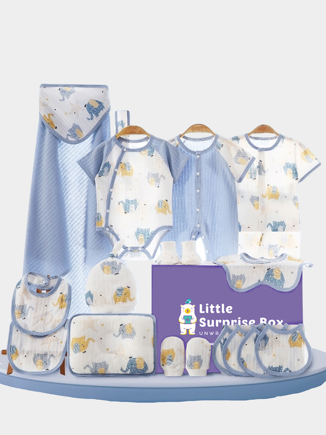 Little Surprise Box LLP Infants Pack Of 19 Printed Soft Cotton Baby Apparel Git Set