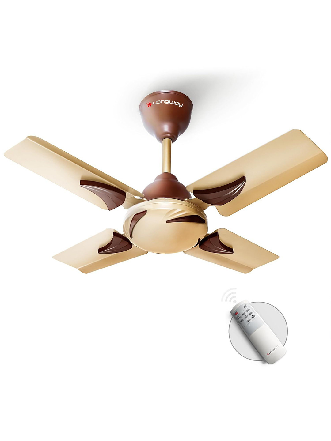 Longway Creta P1 600 mm Gold Toned Remote Controlled 4 Blade Ceiling Fan