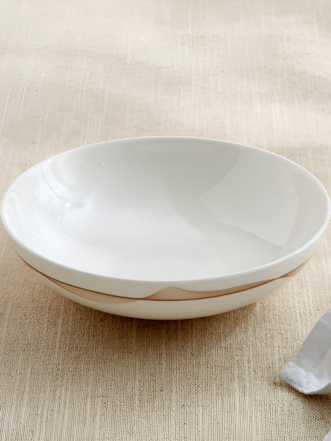 Home Centre White & Gold-Toned Abstract Printed Easy to Clean Serving Bowl 700ml