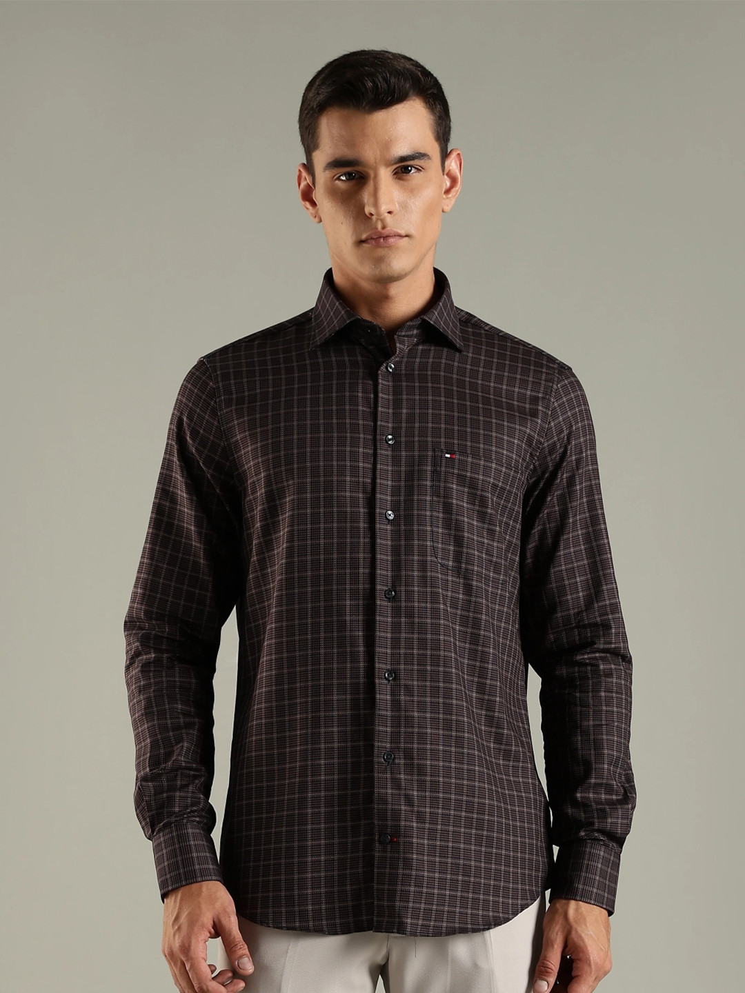 Tommy Hilfiger Other Checks Checked Spread Collar Cotton Shirt