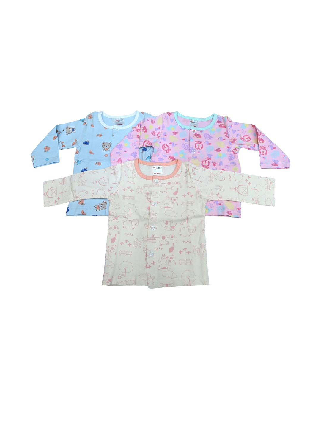ANGAAKAR CLOTHINGS Kids-Unisex Pack of 3 Cotton Jhabla