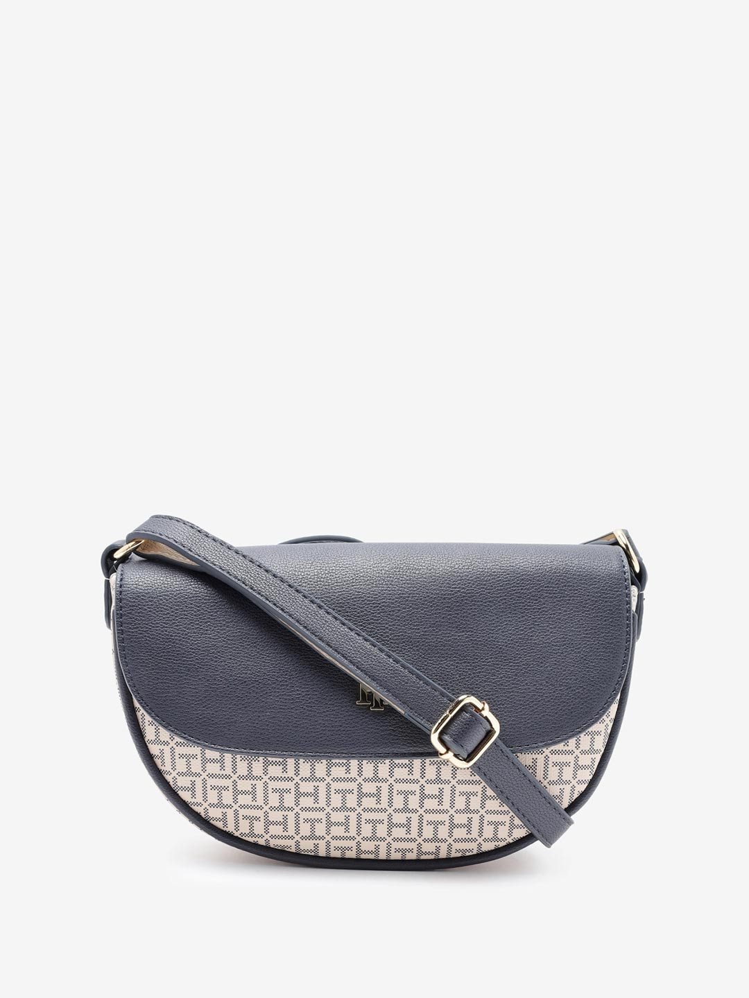 Tommy Hilfiger Brand Logo Textured Half Moon Sling Bag