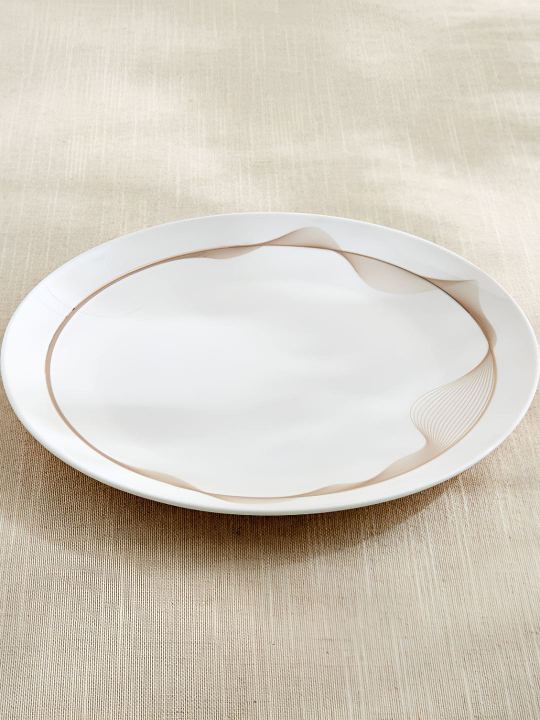 Home Centre Altius Galben White Printed Matte Plate