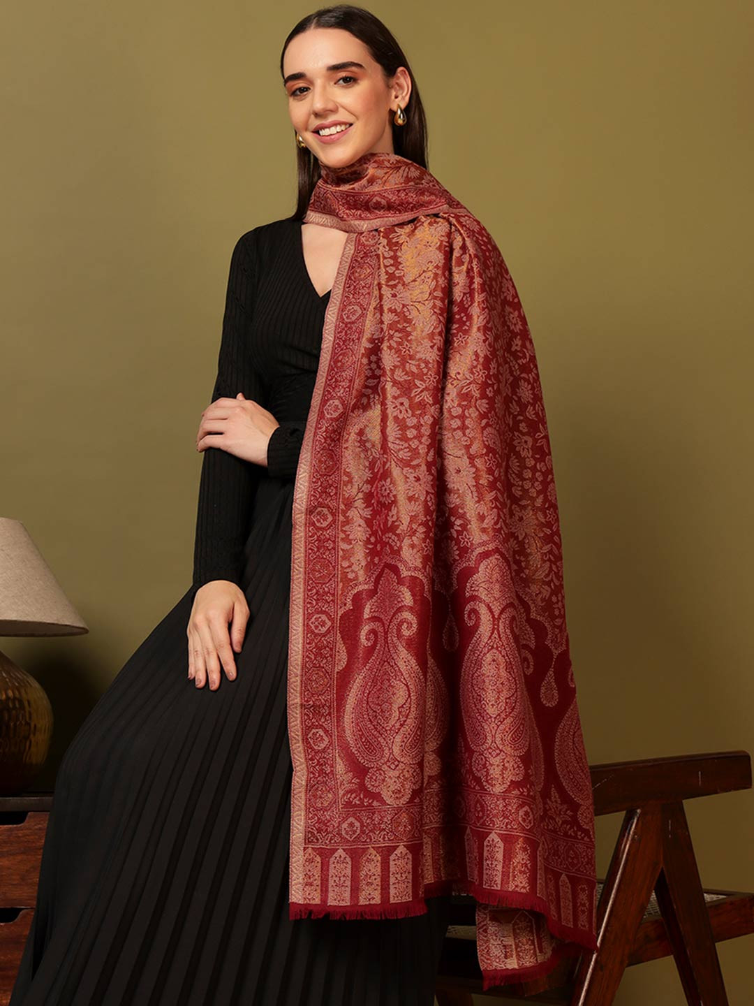 Pashmoda Paisley Woven Design Hunar Zari Kaani Shawl