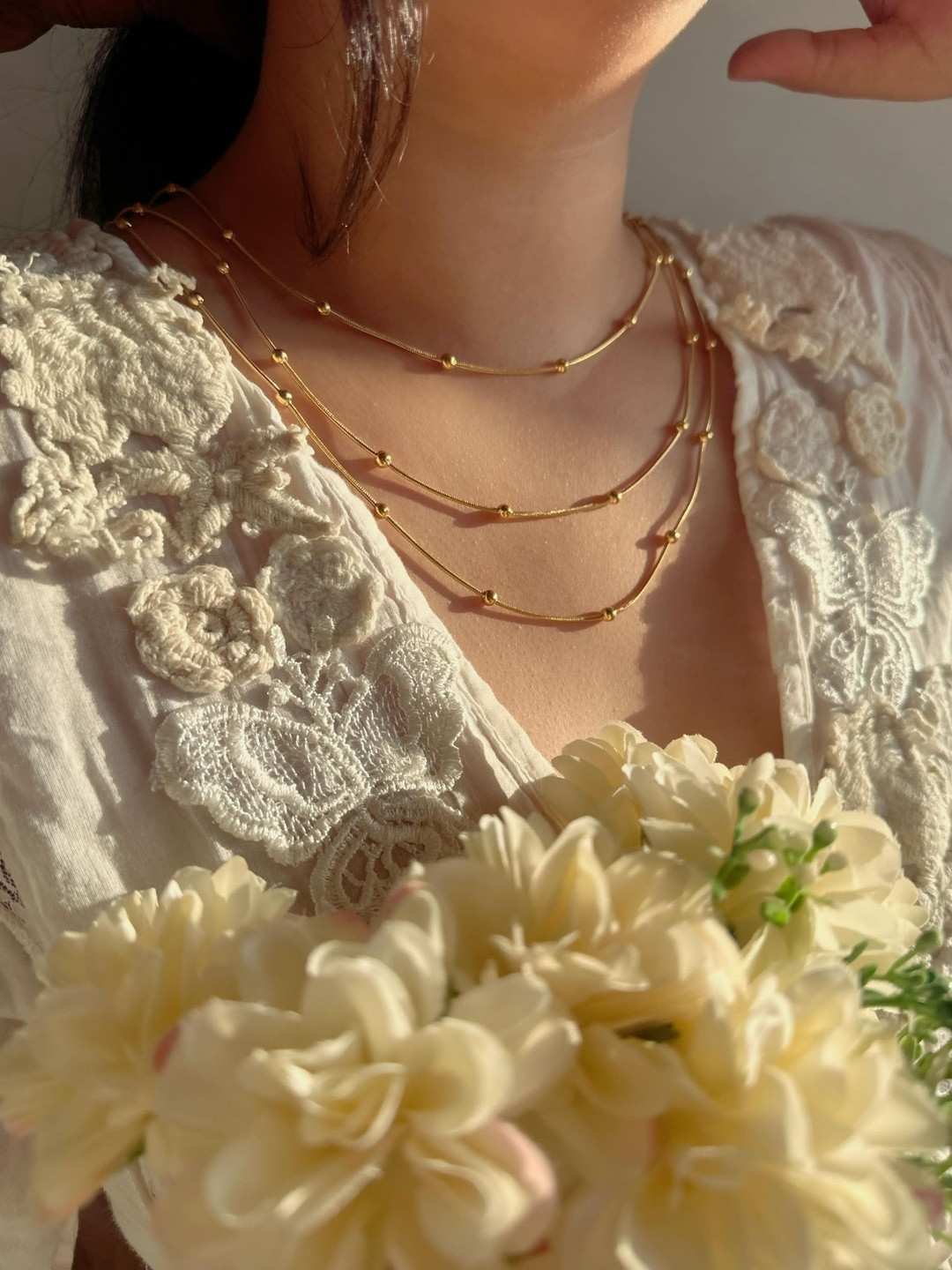 Dipitreats Women Gold-Plated 3 Layer Chain