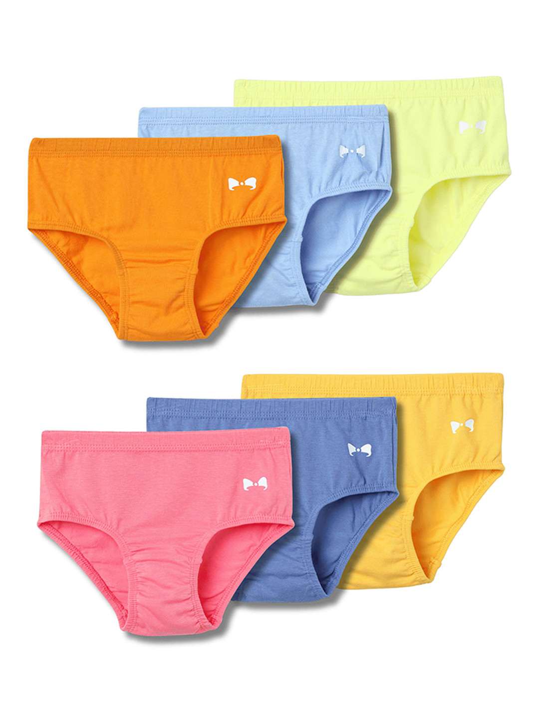 lil berry Girls Pack Of 6 Cotton Mid-rise Basic Briefs