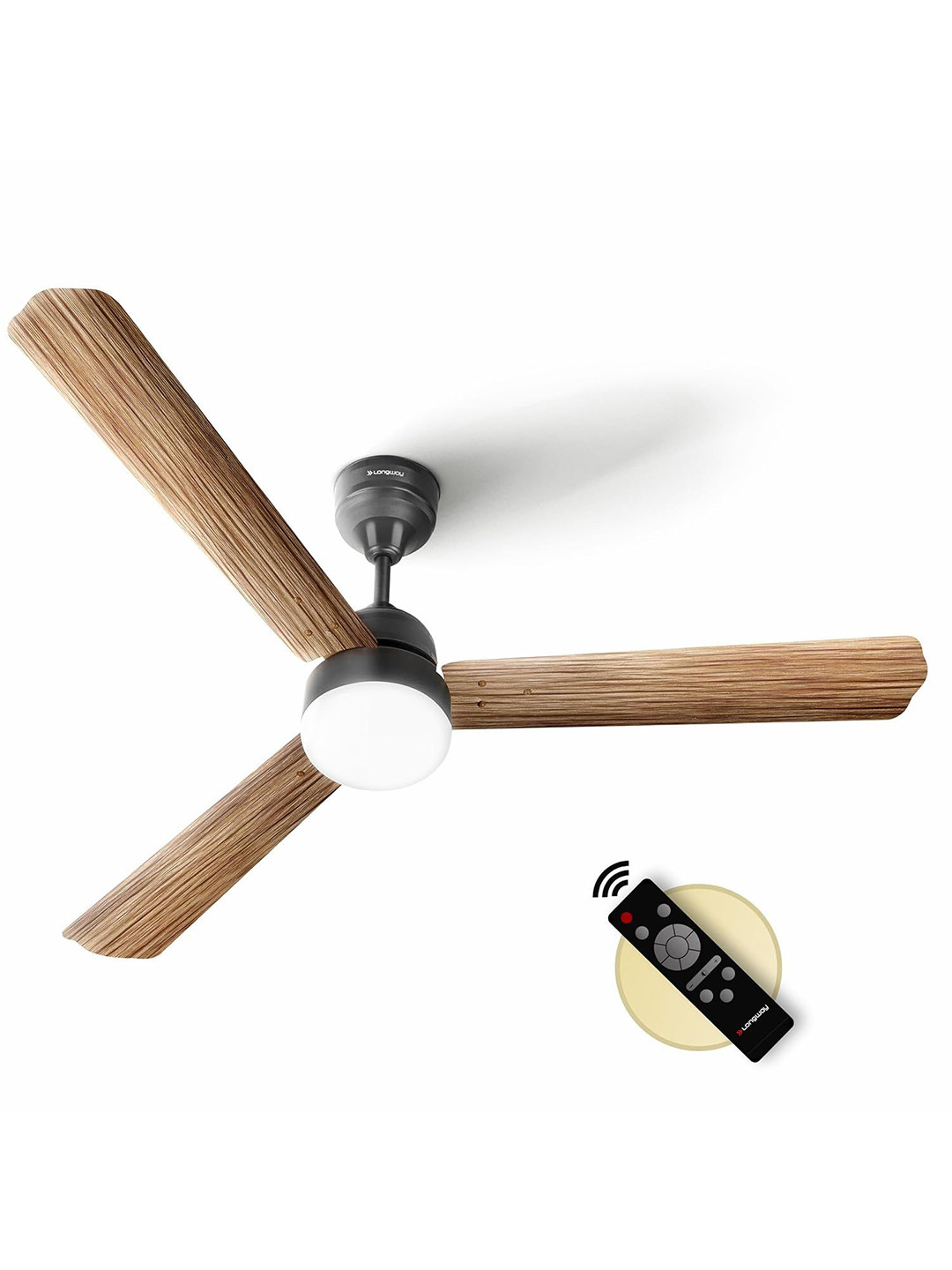 Longway Brown Ceiling Fan With Remote Control 3 Blade-1200 mm