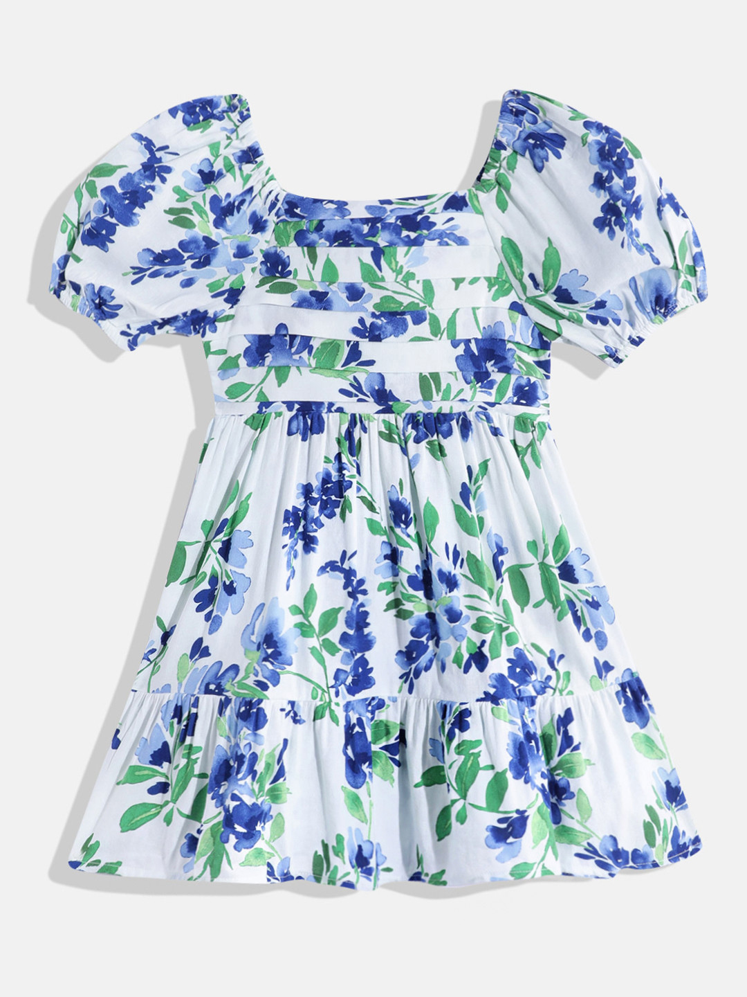 THE CHILDREN'S PLACE Floral Print Puff Sleeve Fit & Flare Dress