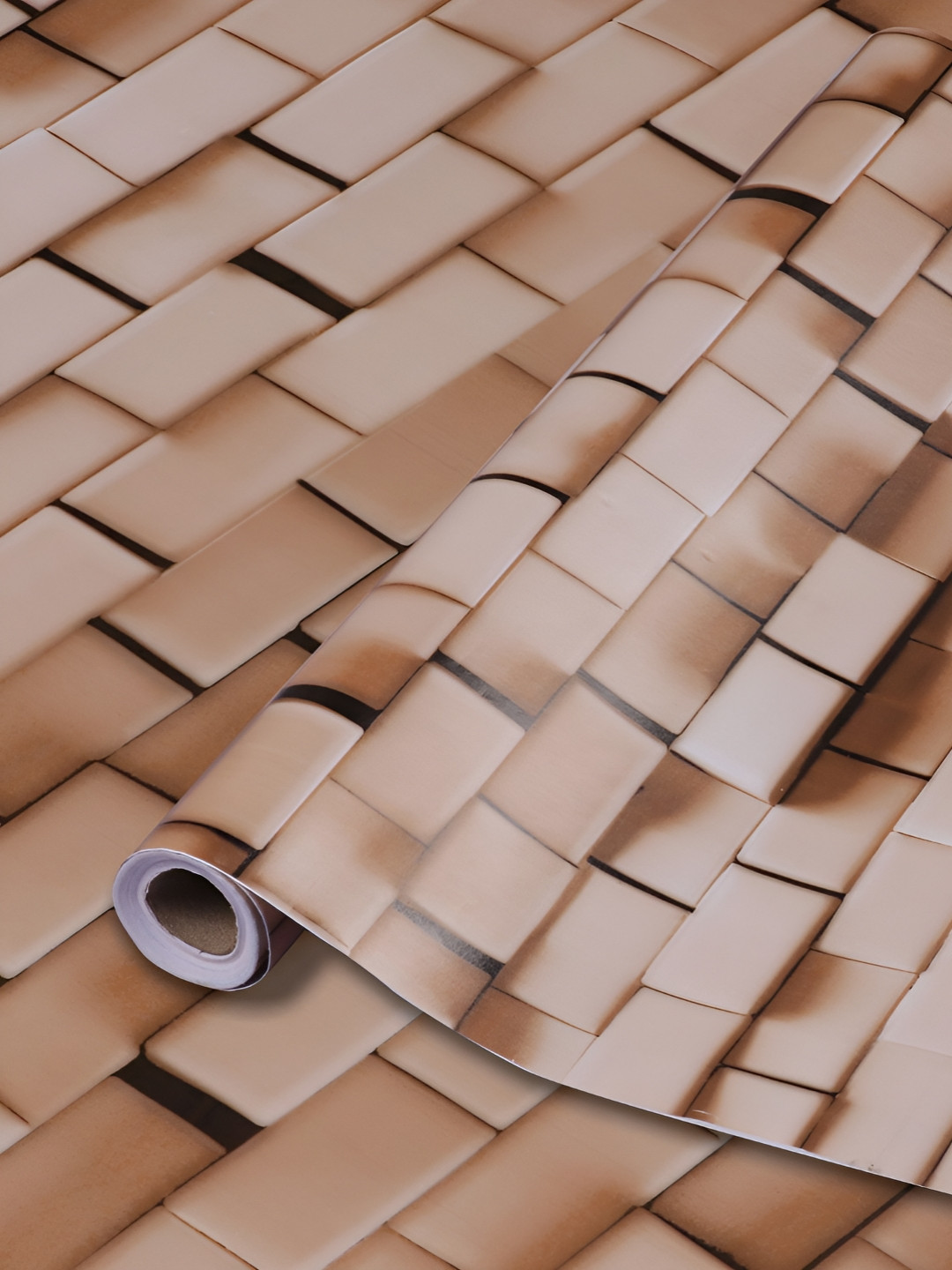 WOLPIN Brown & Cream Colored Printed Ceramic Wallpaper