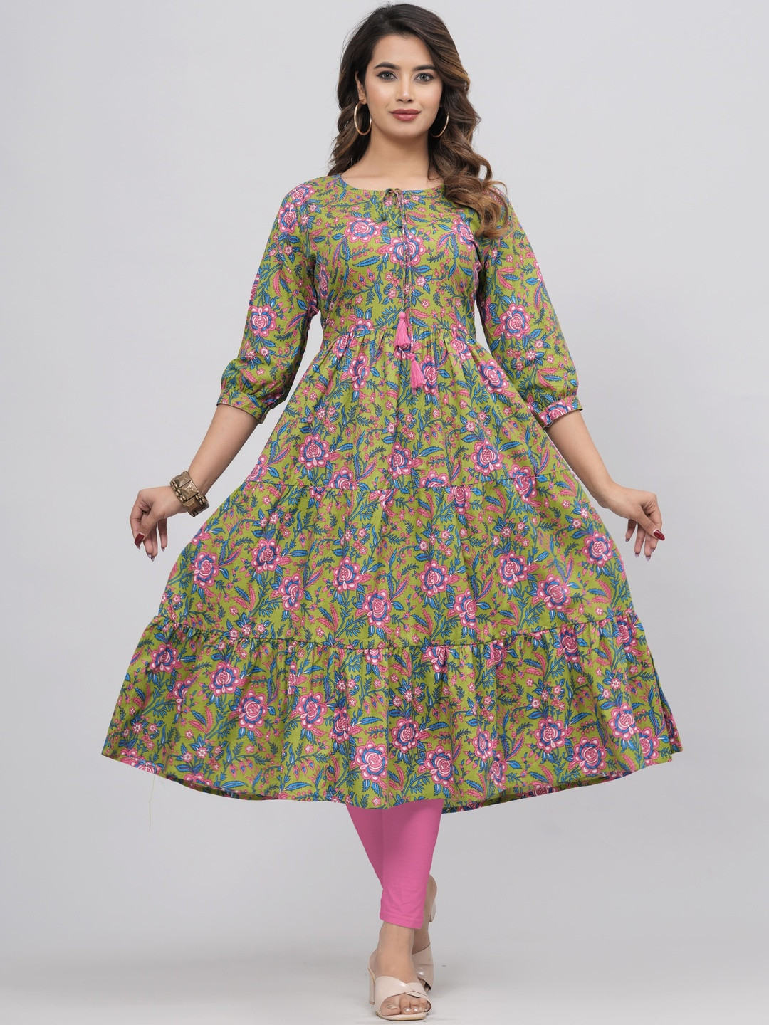 FANCIFY Floral Printed Anarkali Kurti