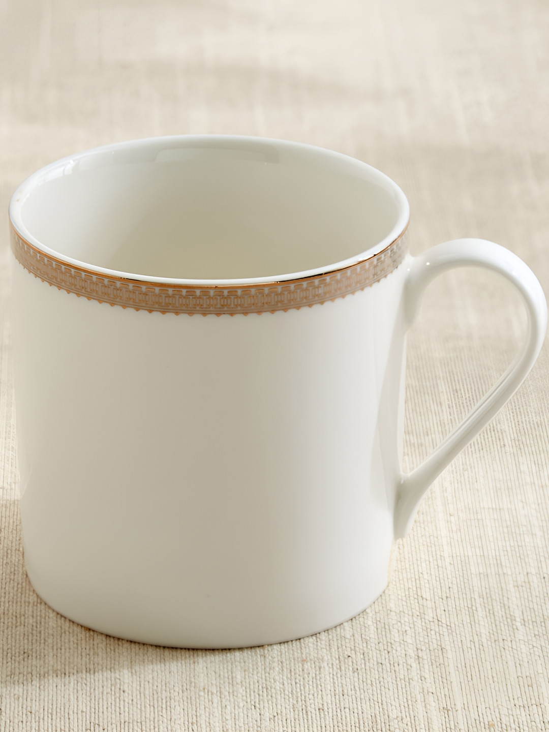 Home Centre Altius Gris White & Gold-Toned Ethnic Motifs Printed Porcelain Mug-350ml