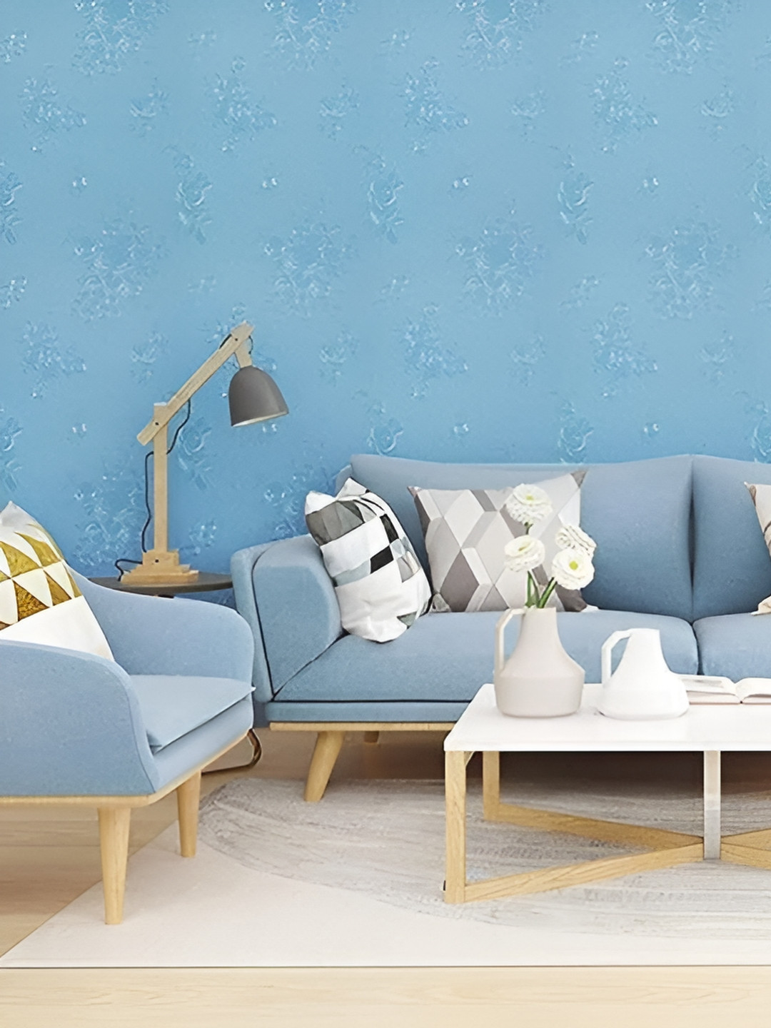 WOLPIN Blue Printed Wall Stickers