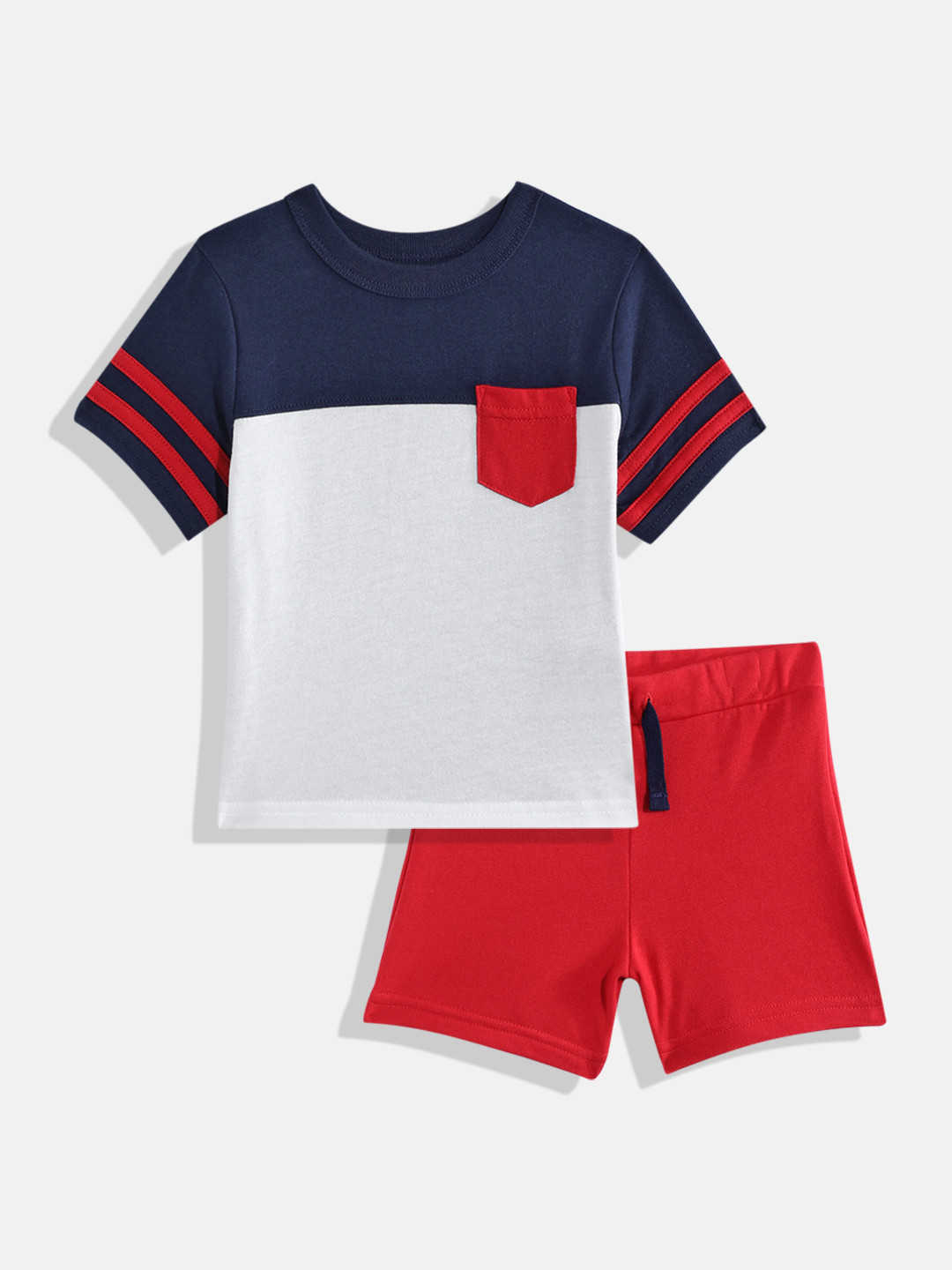 THE CHILDREN'S PLACE Boys Colourblocked T-shirt with Shorts