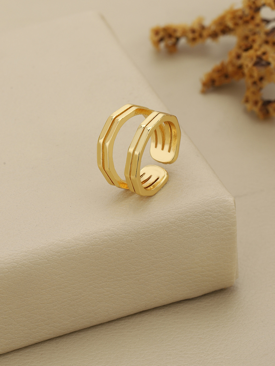 Gold Plated Multi Band Classic Adjustable Ring