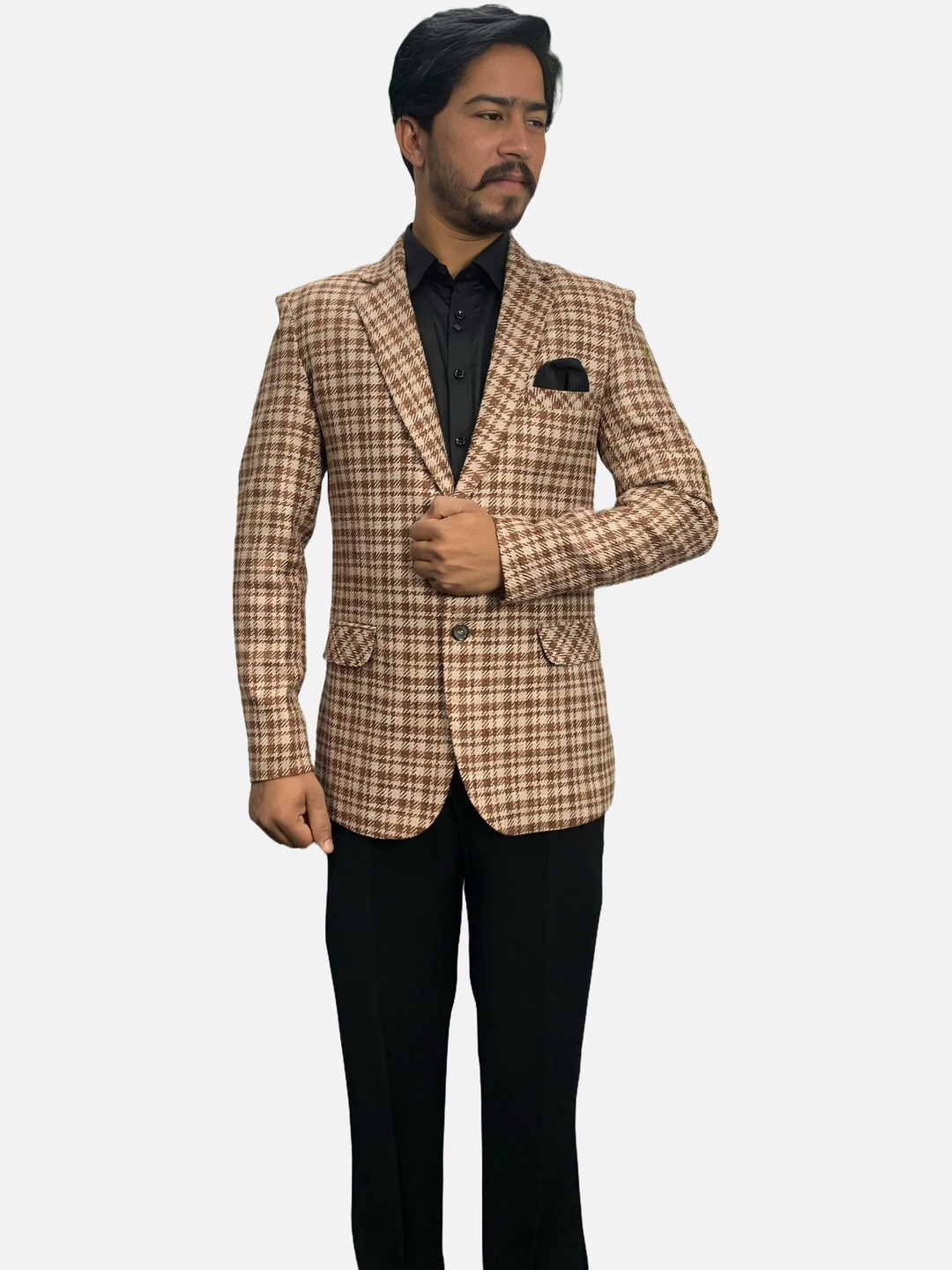 GARGIAN Master Cut Checked Single Breasted Formal Blazer
