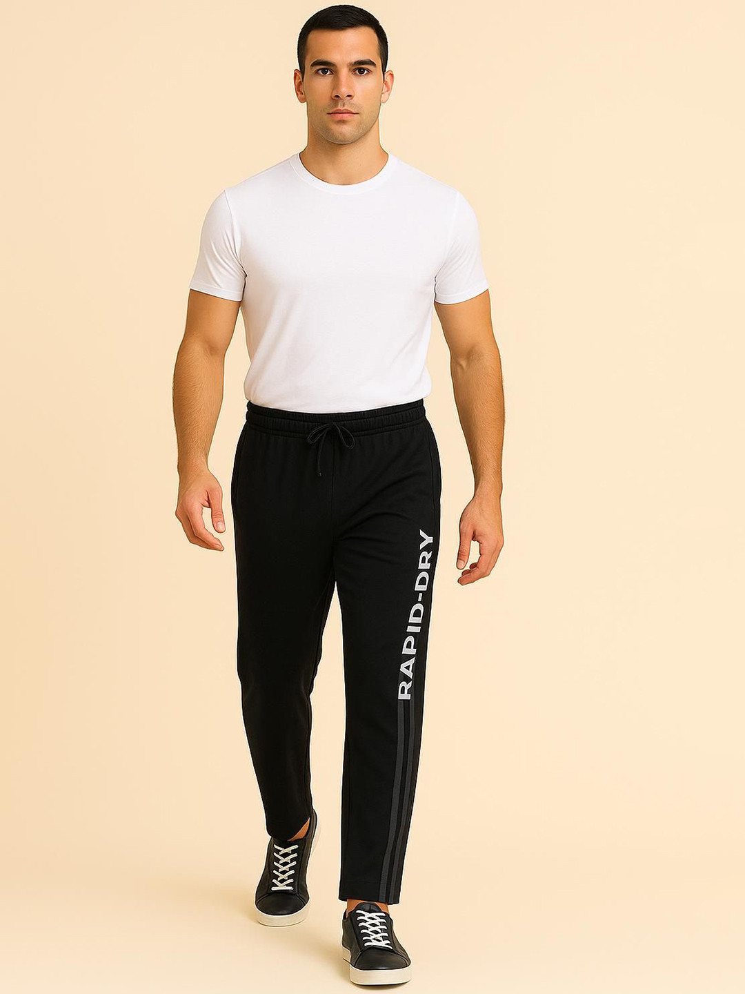 Apraa & Parma Men Side Panel Detail Mid-Rise Track Pants