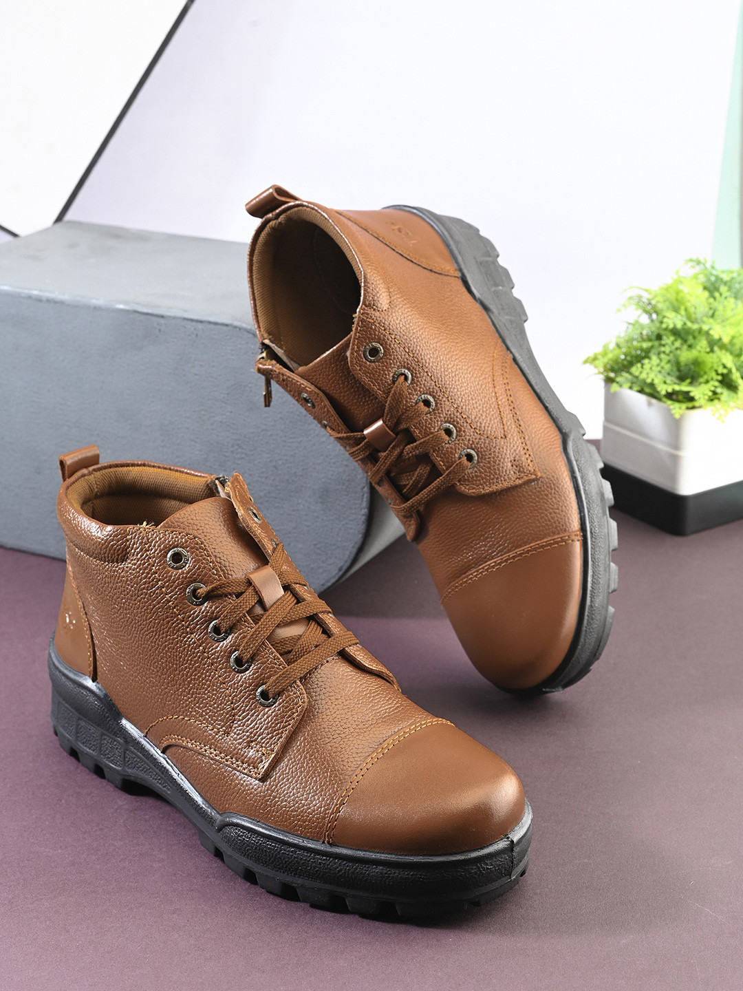 TSF Women Tan Leather Formal Shoes