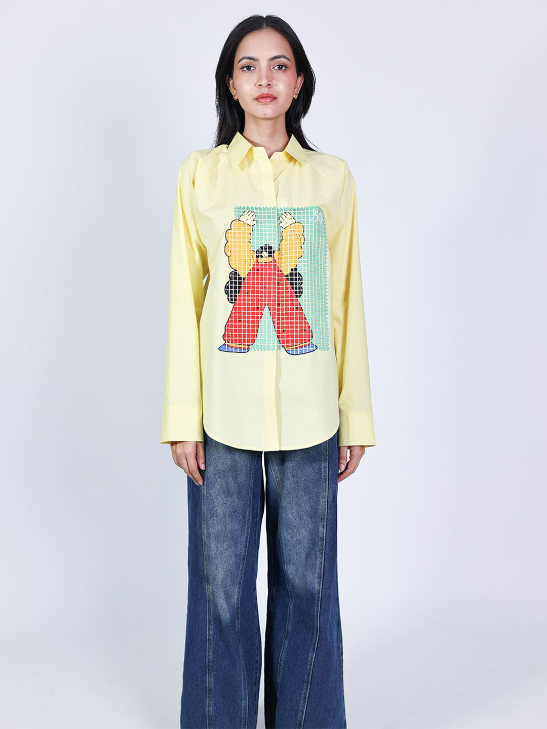 Arya Giri Textured Printed Spread Collar Classic Relaxed Fit Cotton Casual Shirt