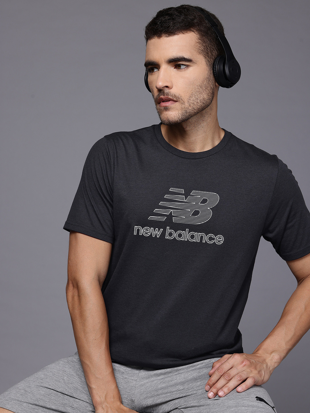 New Balance Moisture Wicking Heathertech Logo T-Shirt