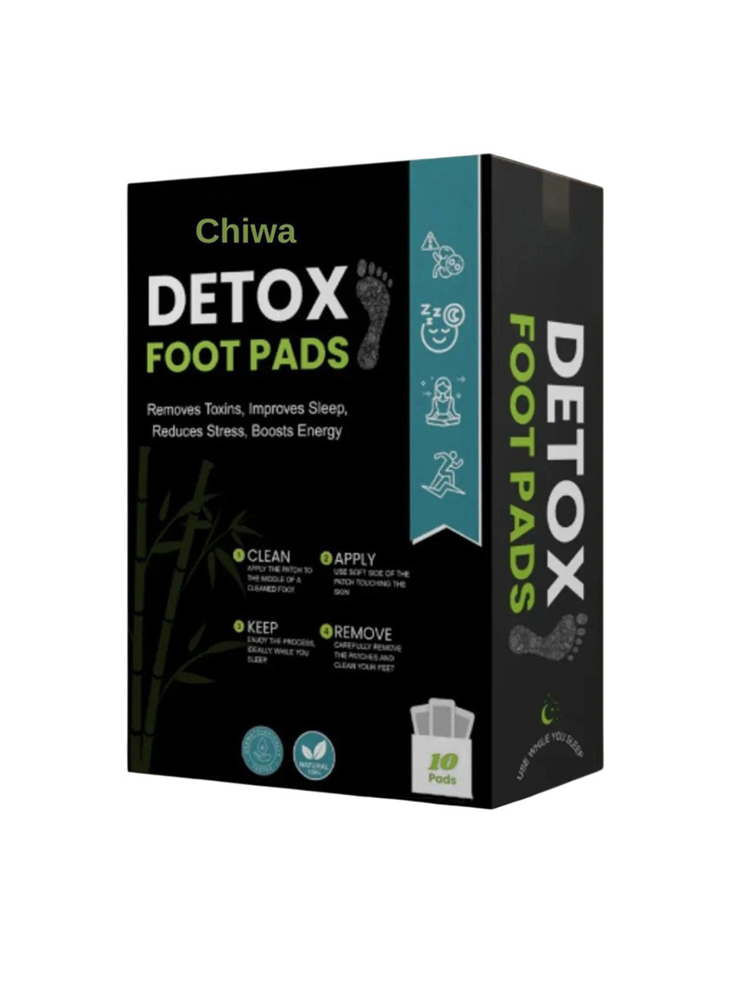 CHIWA Set Of 10 Detox Foot Pads With Bamboo Vinegar