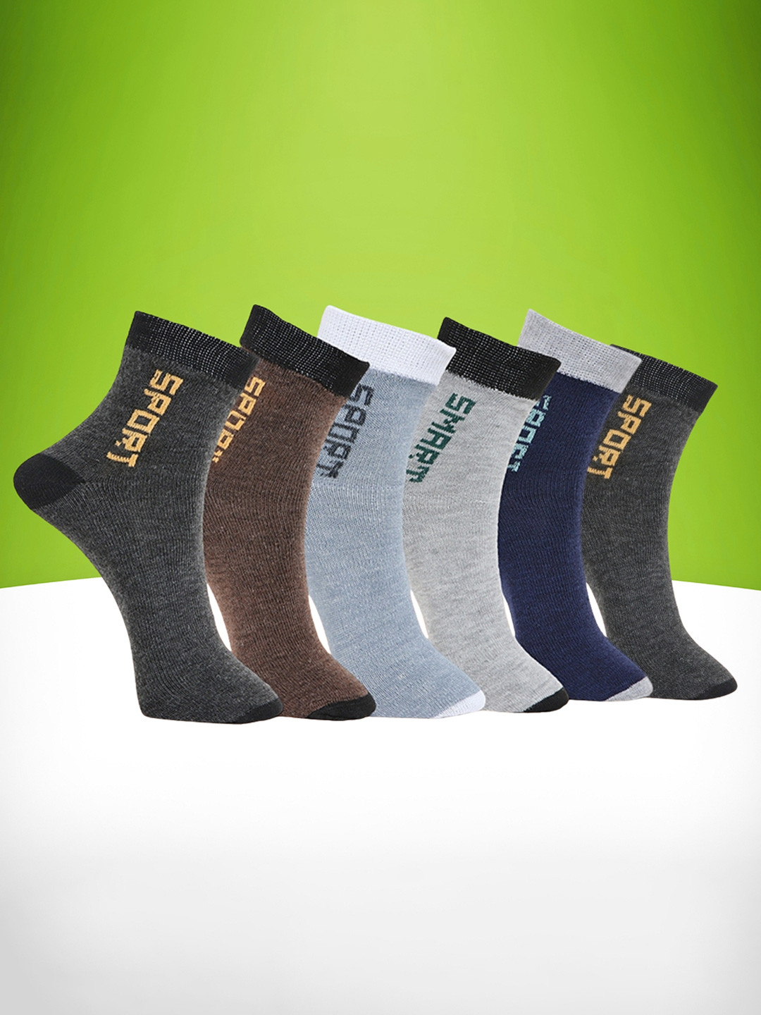 MJE Pack Of 6 Patterned Cotton Ankle Length Socks