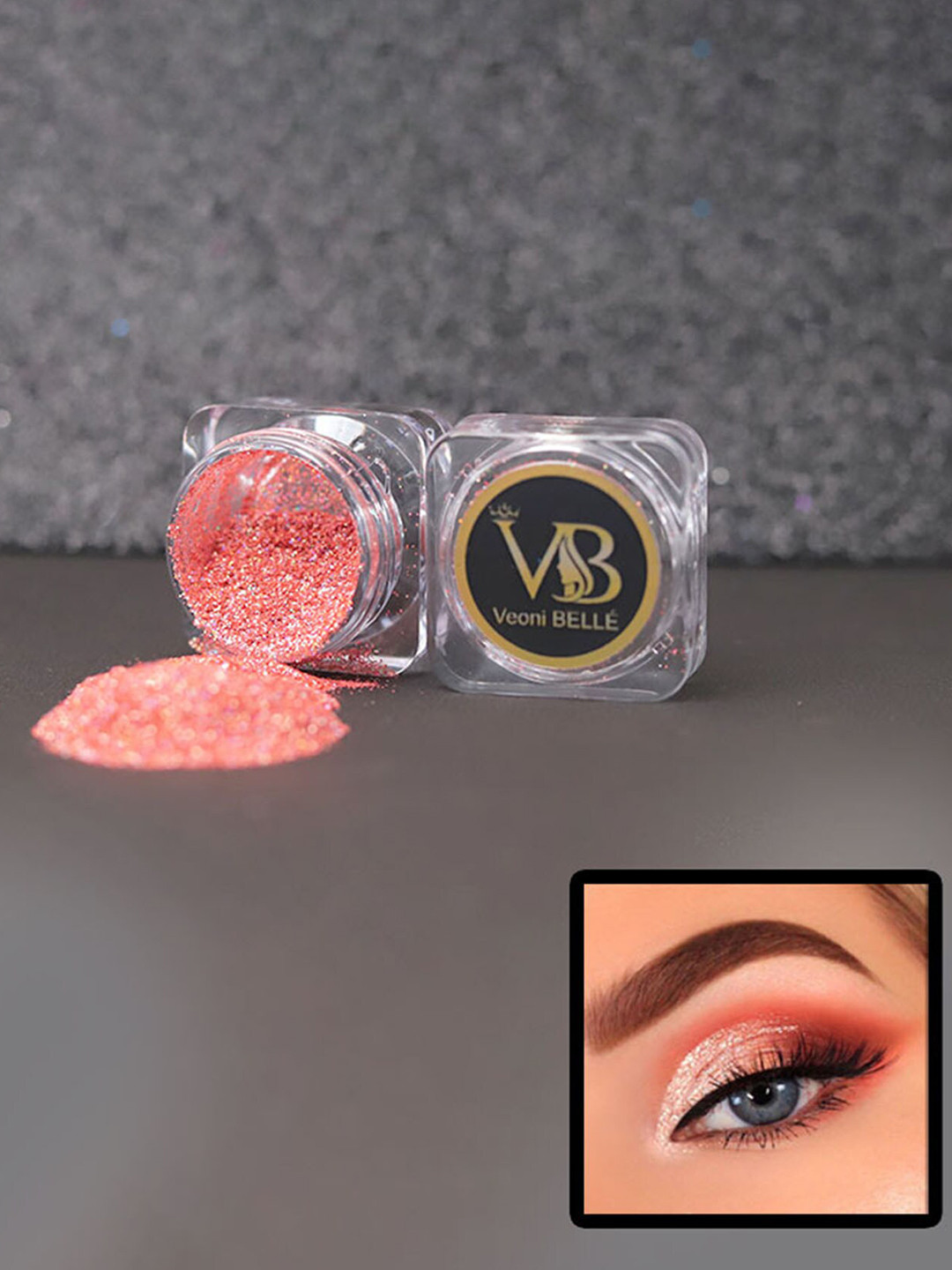 Veoni BELLE Holographic Ultra Fine Iridescent Laser Glitter Powder Eyeshadow 5g - Peach
