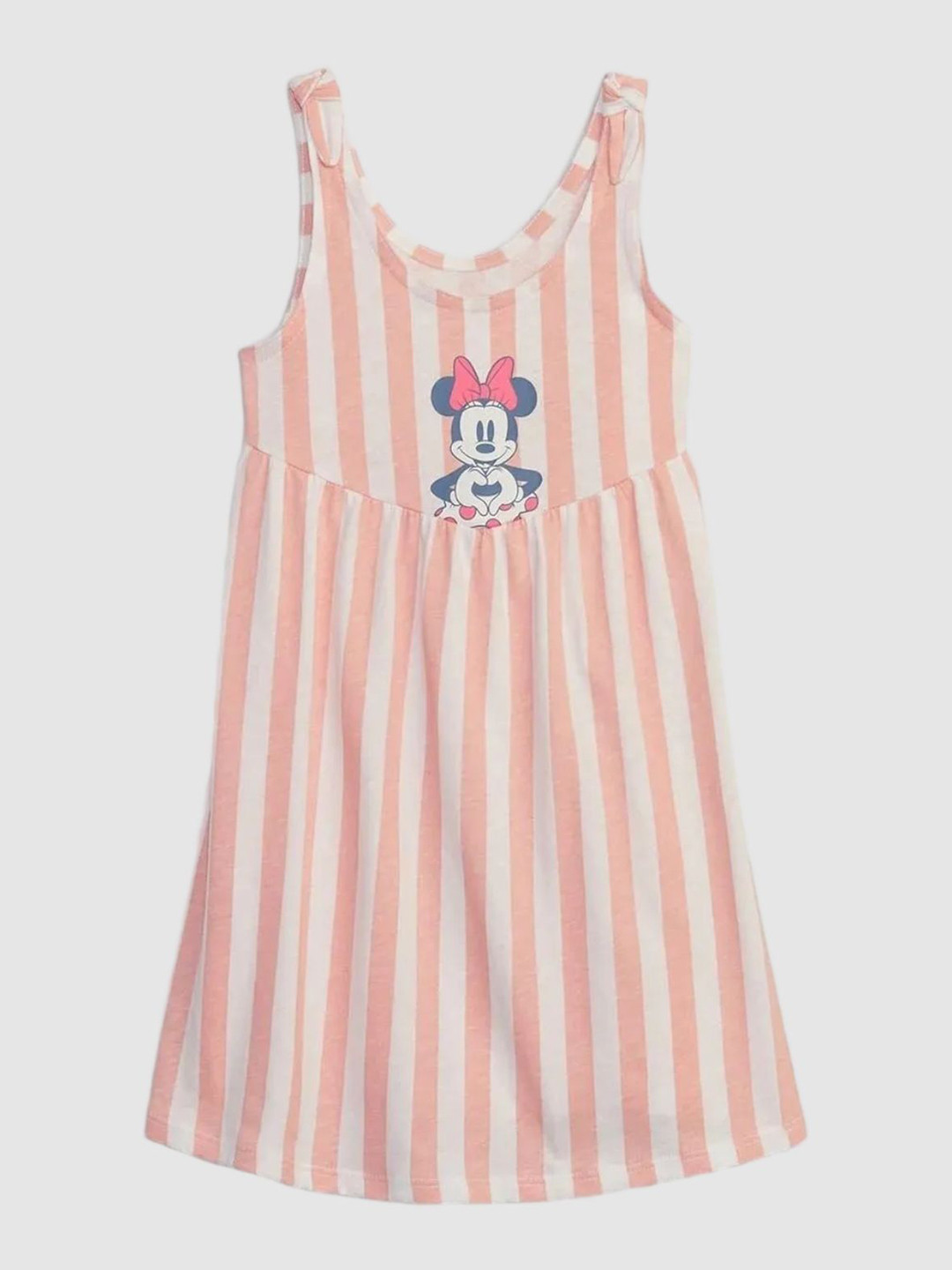 GAP Girls Minnie Mouse Striped Round Neck Cotton A-Line Dress